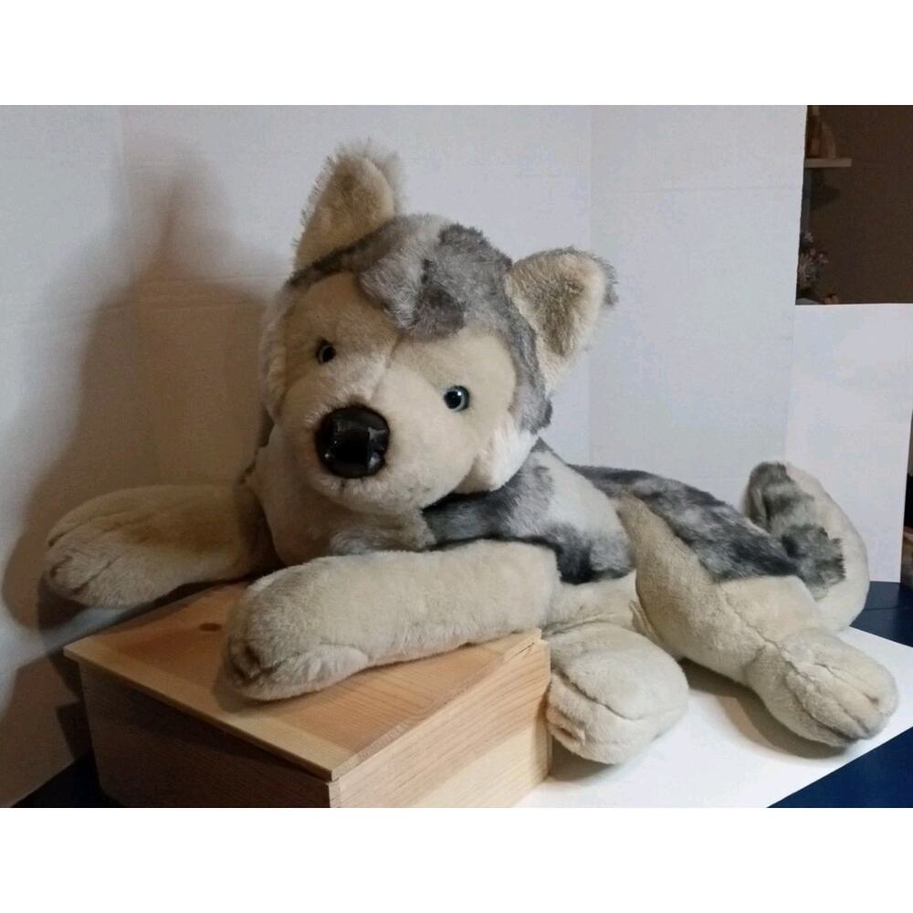 Vtg Walmart Large Jumbo Malamute Husky Plush 30 In Stuffed Animal No Stains EUC